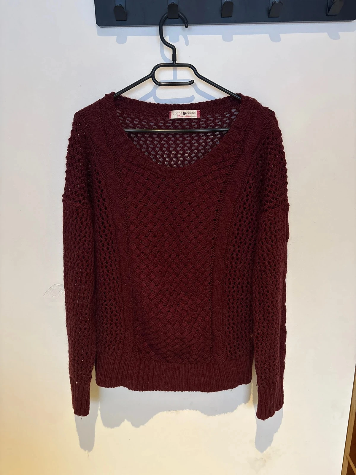 Pull bordeaux en maille taille L